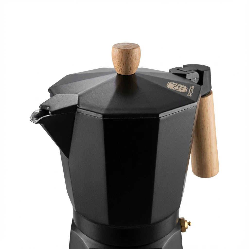 Cafetera Moka con Mango de Madera