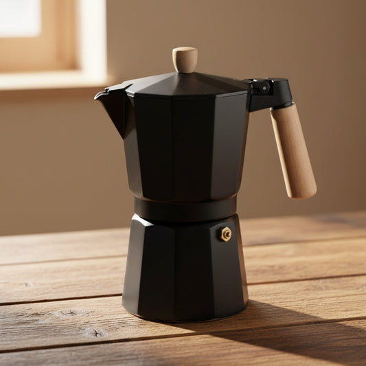 Cafetera Moka con Mango de Madera