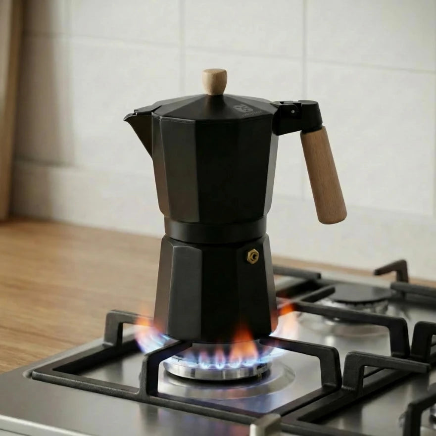 Cafetera Moka con Mango de Madera