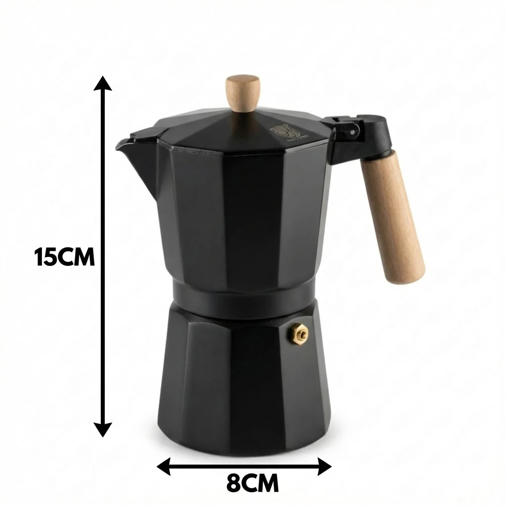 Cafetera Moka con Mango de Madera