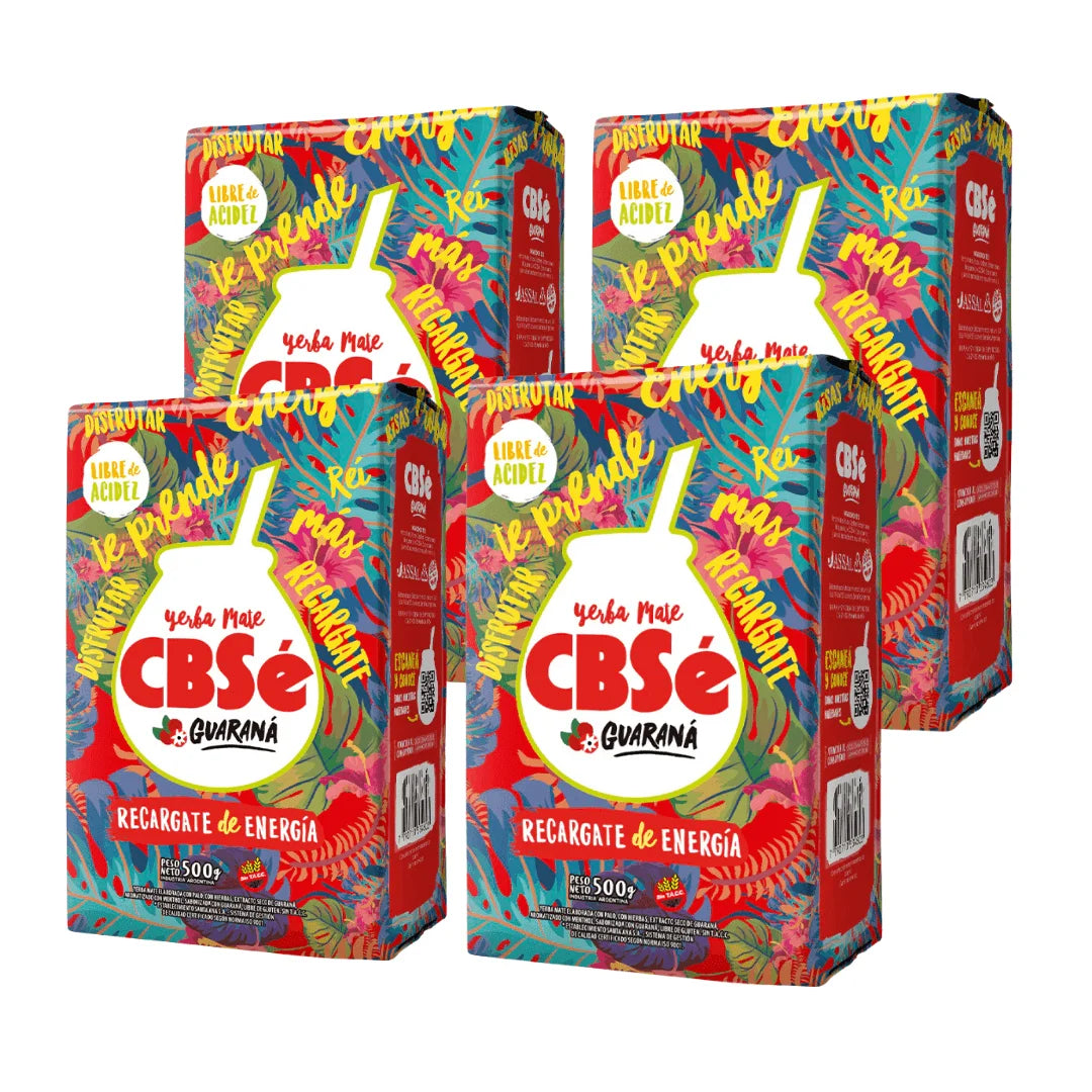 Pack of 4 units of yerba mate cbse with guarana 2 kilos - energy revitalizing blend - qumir