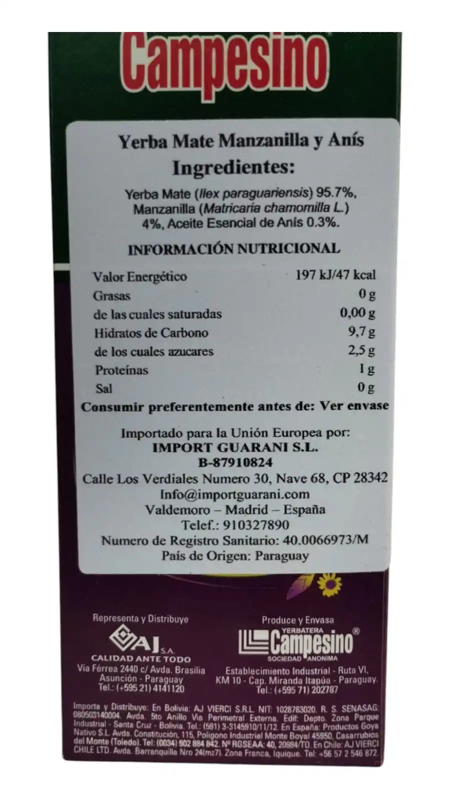 YERBA MATE MANZANILLA Y ANIS - 500G