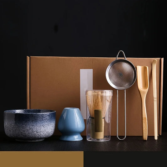 6PCS/Set Japanese-style Matcha Bowl , Spoon, Tea Whisk, Sieve Mesh, Perfect Gift For Ceremony, Traditional Decoration